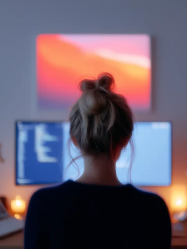 Focused software development workstation. Illustrative image; not a photograph of VUZURAN staff or customers.